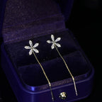 Floral Tassel Zircon Earrings – Elegant Crystal Statement Jewelry