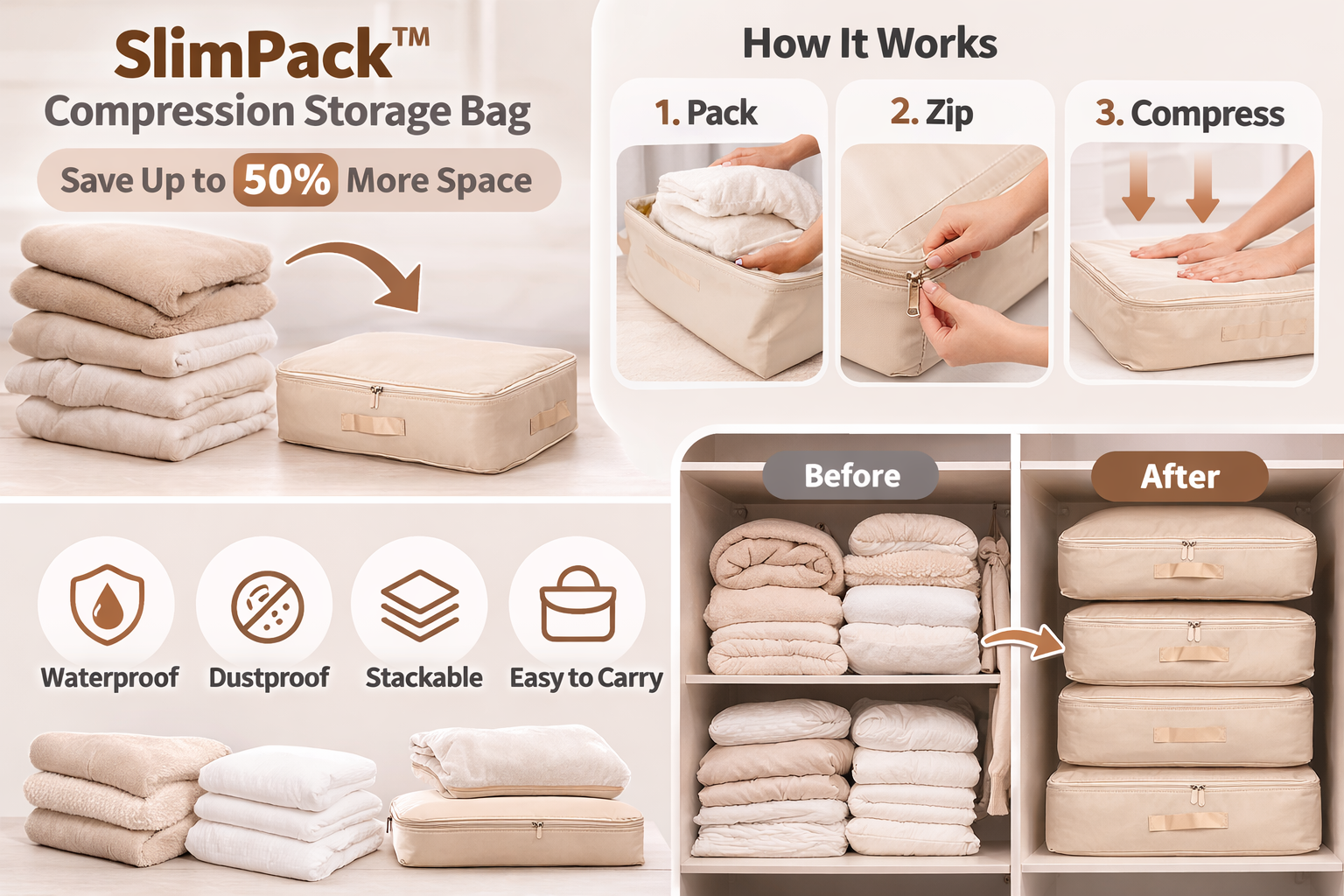 SlimPack™ Space-Saving Compression Storage Bag