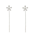 Floral Tassel Zircon Earrings – Elegant Crystal Statement Jewelry