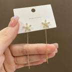 Floral Tassel Zircon Earrings – Elegant Crystal Statement Jewelry