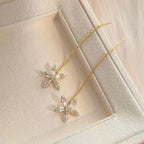 Floral Tassel Zircon Earrings – Elegant Crystal Statement Jewelry