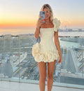 Ruffled Bud Mini Dress – Elegant Pink Party Dress